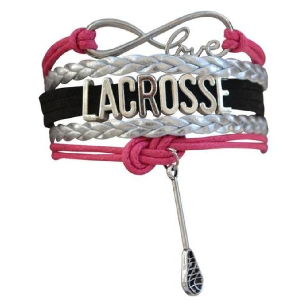 Lacrosse Bracelet - Pink & Silver